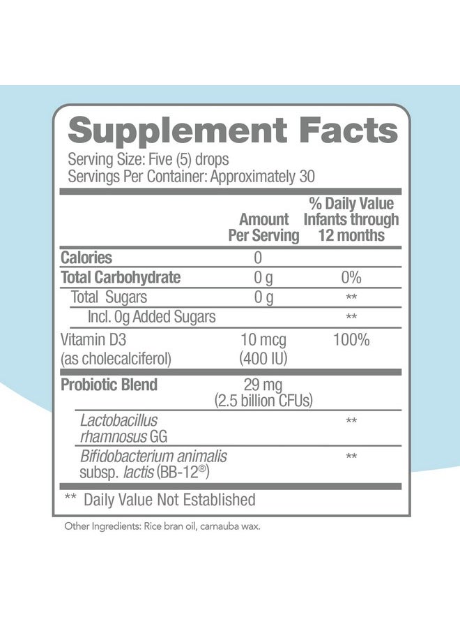 Culturelle - Culturelle Baby Probiotic Drops + Vitamin D, Immune & Digestive Health Support for Babies, Infants & Newborns 0-12 Months, 30 Day Supply, Gluten Free & Non-GMO, 9ml - Image 1