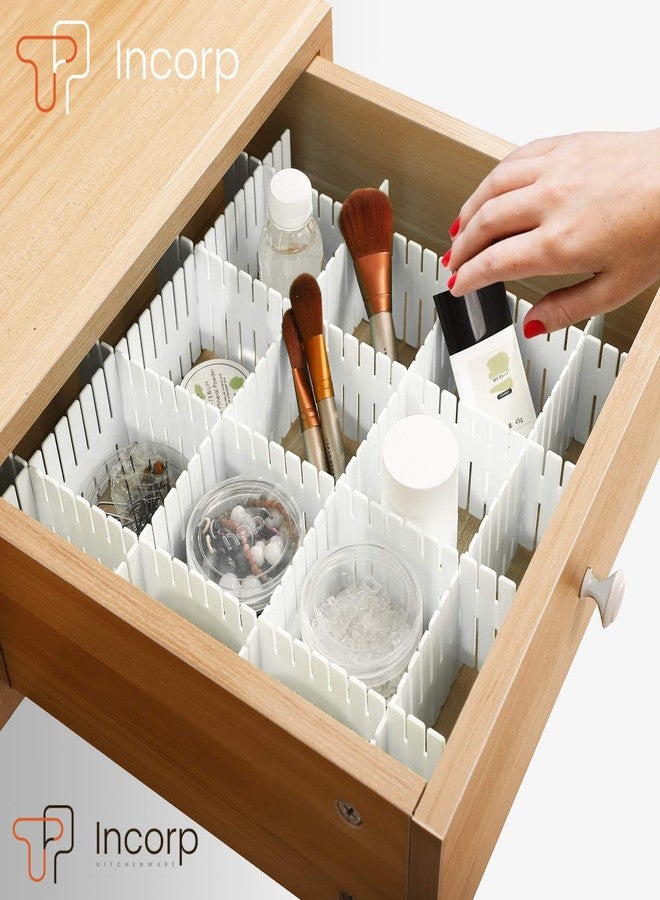 TP Incorp Adjustable Drawer Divider Set for Home and Office Organization. Customizable, Interlocking Design for Clutter-Free Storage in Drawers and cabinets (WHITE, SET OF 16) - Image 2