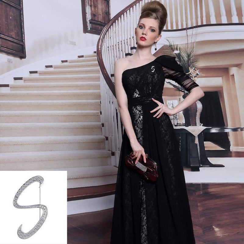 ETHOON Letter Brooch Pins Initial Rhinestone Brooch for Women Crafts Silvery A-Z - Image 2