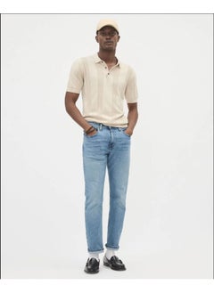 Cool Tarz Cool Style Men's Vertical Stripe 3 Button Polo Collar Short Sleeve Knitwear  - Image 2