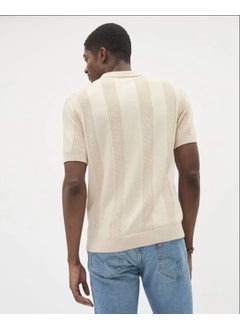 Cool Tarz Cool Style Men's Vertical Stripe 3 Button Polo Collar Short Sleeve Knitwear  - Image 3