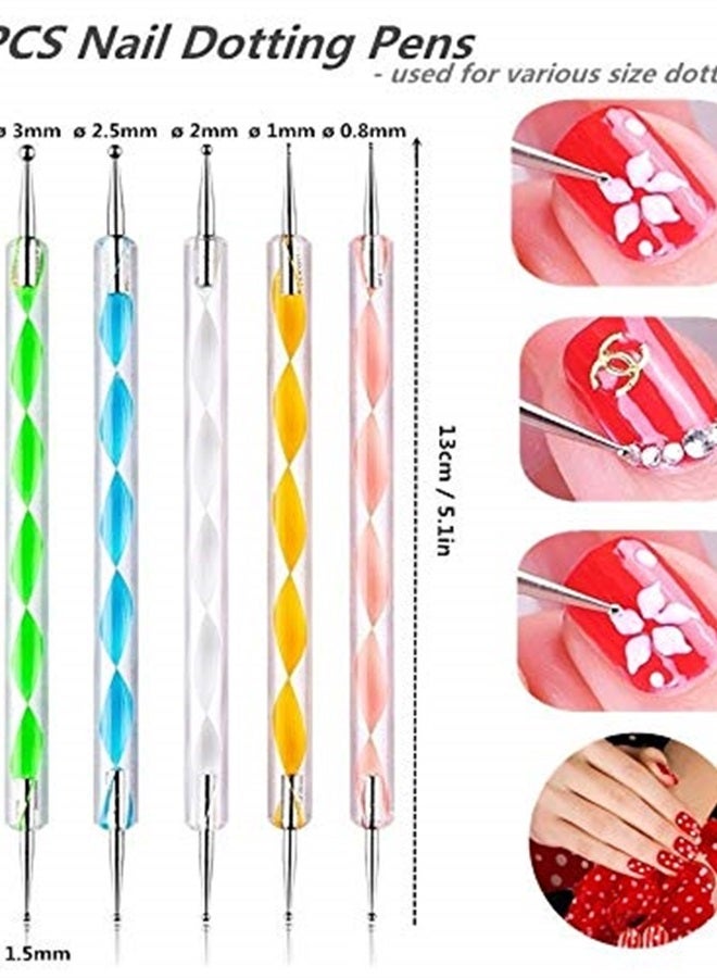 FULINJOY 20PCS Nail Art Design Tools, 15PCS Painting Brushes Set with 5PCS Dotting Pens - Image 2