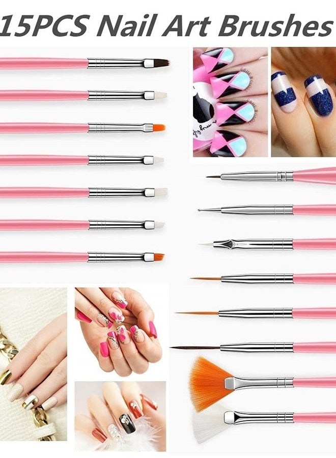 FULINJOY 20PCS Nail Art Design Tools, 15PCS Painting Brushes Set with 5PCS Dotting Pens - Image 4