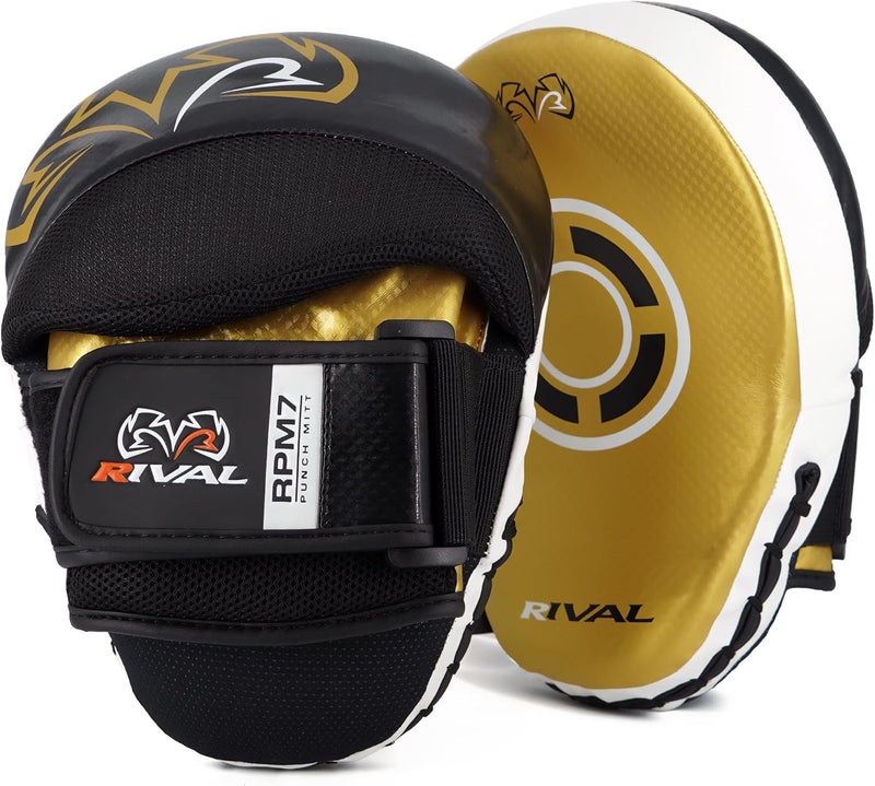 RIVAL Boxing RPM7 Fitness Plus Punch Mitts - Curved Striking Surface, Hook and Loop Wrist, Ergonomic Fit, and Padded Finger Protector - Image 1