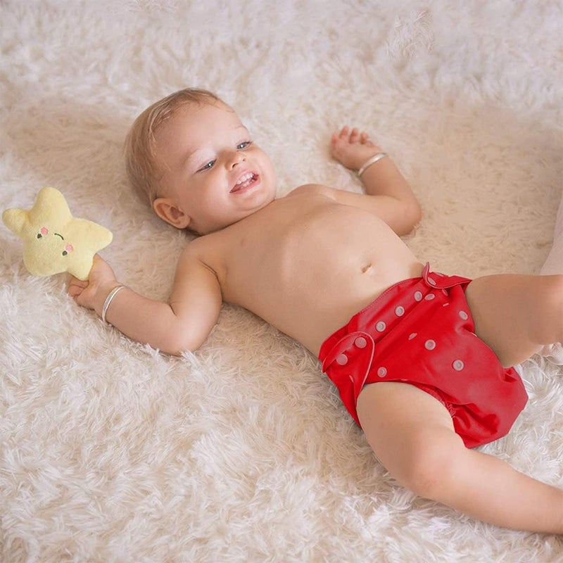 Cloth Diaper Adjustable Reusable Washable Pocket Nappy Cotton for Babies Infants Toddlers 0-3 Years Soft Baby Nappy Red - Image 5