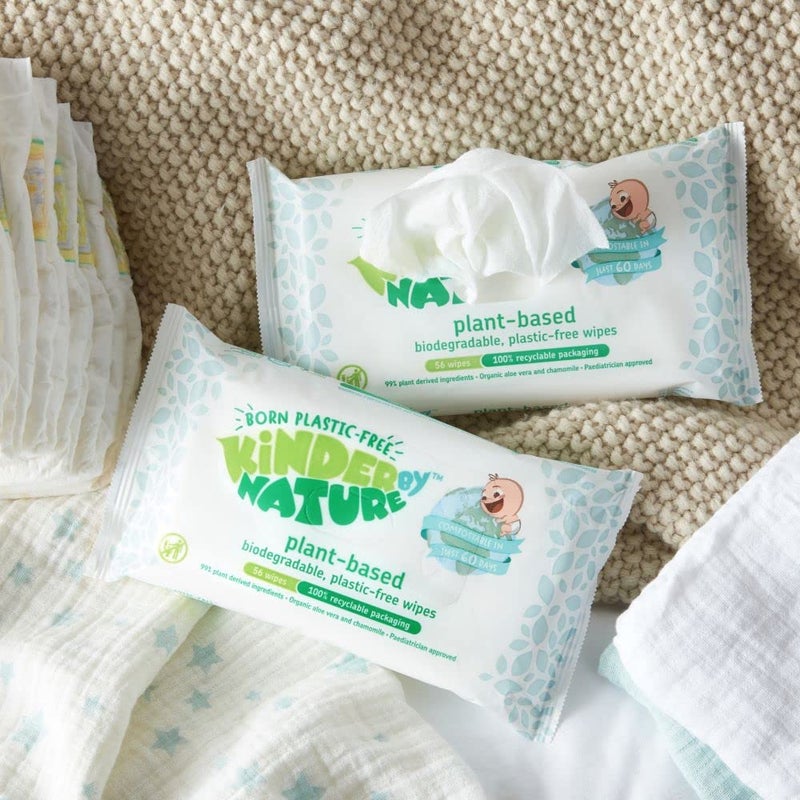 jackson reece Kinder by Nature Plant Based Baby Wipes - 100% Biodegradable & Compostable, 672 Count (12 Packs of 56) - 99% Plant-Based Ingredients, Plastic-Free Wipes - Image 4