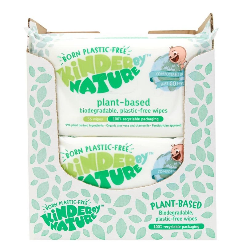 jackson reece Kinder by Nature Plant Based Baby Wipes - 100% Biodegradable & Compostable, 672 Count (12 Packs of 56) - 99% Plant-Based Ingredients, Plastic-Free Wipes - Image 1
