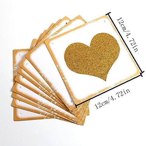 Festiko®Happy 13th Birthday Banner - Gold Glitter Heart for 13 Years Birthday Party Decoration Bunting White - Image 4