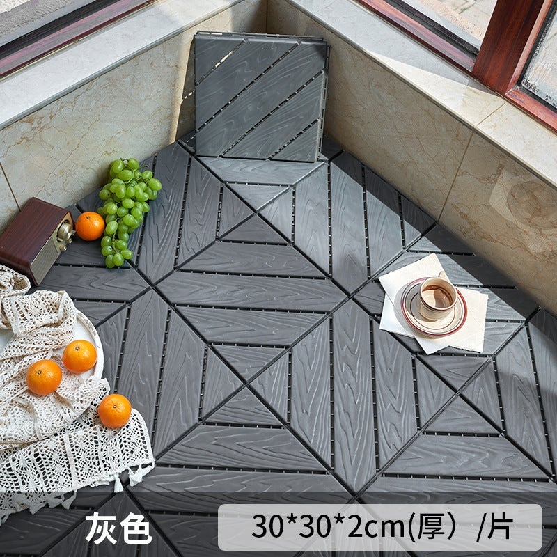 Plastic assembled floor self-assembled balcony terrace floor plastic floor imitation wood plastic floor plastic wood floor manufacturer Modeling-Gray