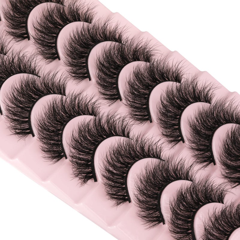 wiwoseo False Eyelashes Natural Wispy Lashes Natural Look Eyelashes Crossing 16MM 3D Effect Eyelashes 10 Pairs Pack Fake Lashes