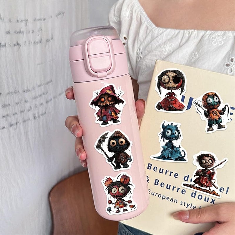 LHST 50pcs  Horror Doll Stickers,Spooky Decorations Sticker Goodie Bag Stuffers Vinyl Waterproof Holiday Party Stickers for Kids and Youth Adult Party Supplies Decorations (Horror Doll) - Image 3