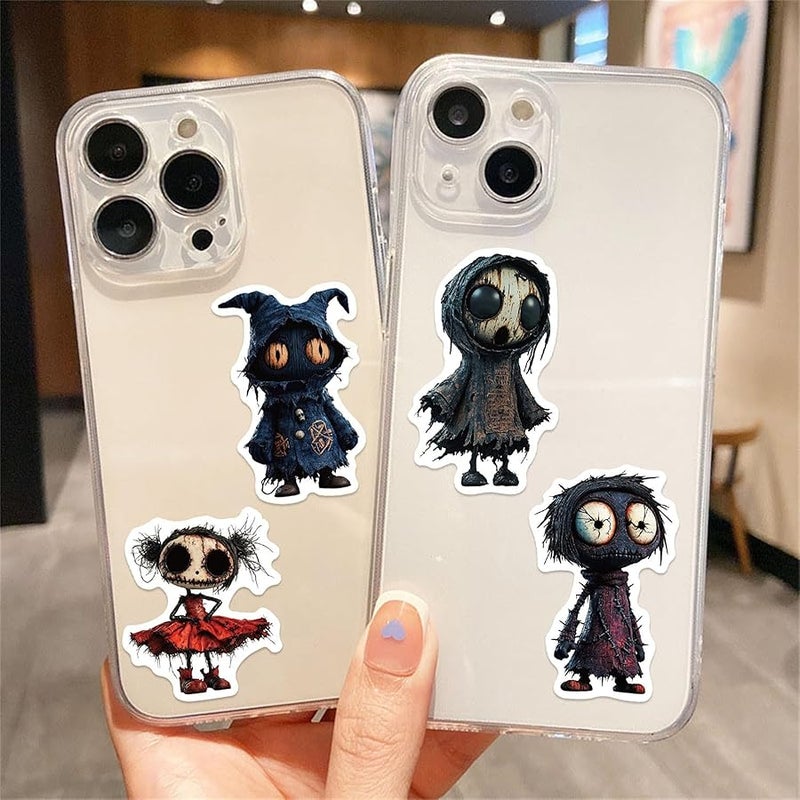 LHST 50pcs  Horror Doll Stickers,Spooky Decorations Sticker Goodie Bag Stuffers Vinyl Waterproof Holiday Party Stickers for Kids and Youth Adult Party Supplies Decorations (Horror Doll) - Image 4