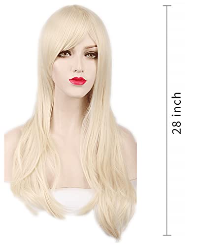 ANESHE Wigs 28" Long Wavy Hair Heat Resistant Cosplay Wig for Women (Light Blonde) - Image 4
