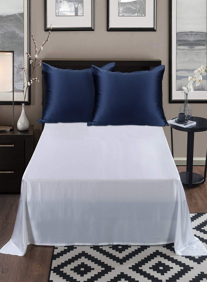 ALASKA BEAR Silk Pillowcase Envelope Closure, 22 Momme 100 Percent Mulberry Silk Pillow Slip Foldover Design, Washable and NO Zipper, Queen(1, Navy) - Image 4