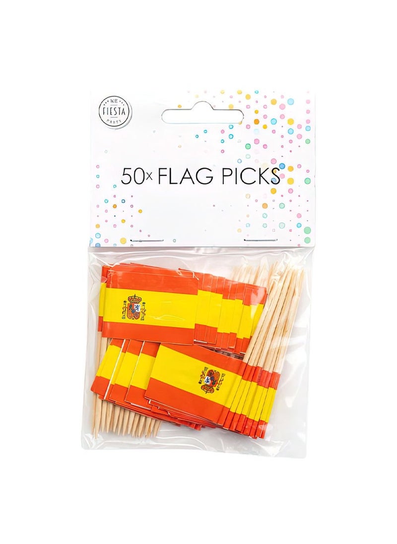 Globos Spain Flag Picks Red Yellow Wood 6cm 50-Pack - Image 2