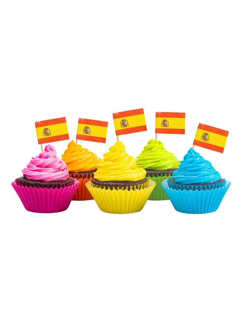 Globos Spain Flag Picks Red Yellow Wood 6cm 50-Pack - Image 1