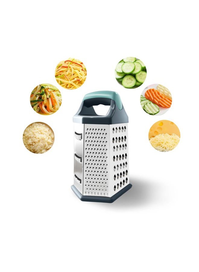 Kofebe Box Grater Stainless Steel Cheese Grater with Handle Graters for Kitchen Cheese Vegetables Potatoes Carrot (Light Green) (6 side) - Image 1