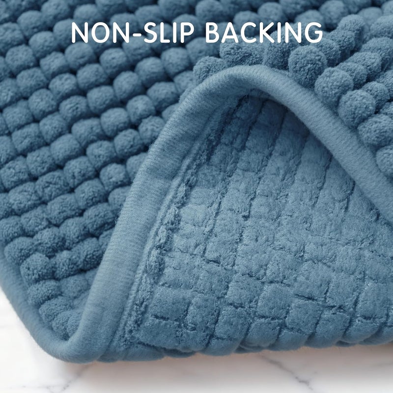 subrtex Bathroom Rugs Chenille Bath Rug Soft Short Plush Bath Mat Soft Shower Mat Water Absorbent Shower Mat Quick Dry Machine Washable(Stone Blue,18" x 24") - Image 5