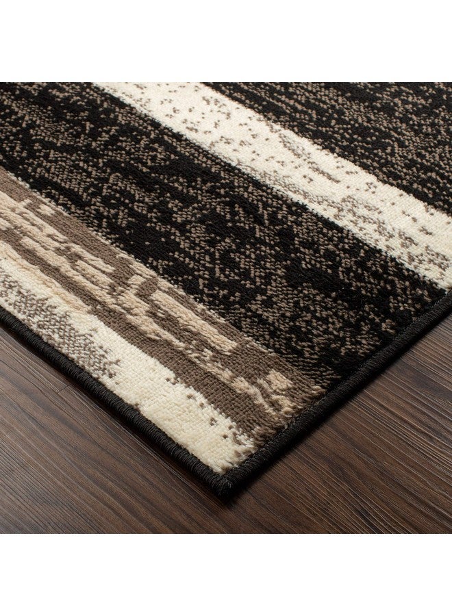 SUPERIOR Indoor Area Rug, Jute Backed, Modern Geometric Patchwork Floor Decor for Bedroom, Office, Living Room, Entryway, Hardwood Floors, Rockwood Collection, 2' x 3', Chocolate - Image 4