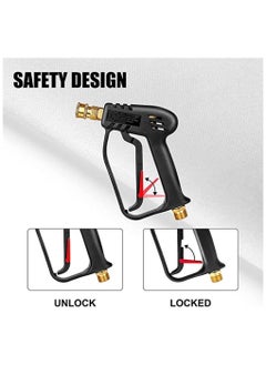 Y&D High Pressure Washer Gun 4000 PSI,M22 14mm and Karcher High-Pressure Hose Quick Connect Connector,5 1/4 inch Quick-Connect Nozzles for Car Cleaning Tool  - Image 2