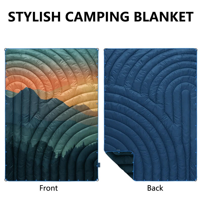 hotkoko Camping Blanket,Lightweight Puffy Printed Camping Blanket Packable Outdoor Blanket for Camping,Traveling, Stadium, Hiking, Picnics - Image 2