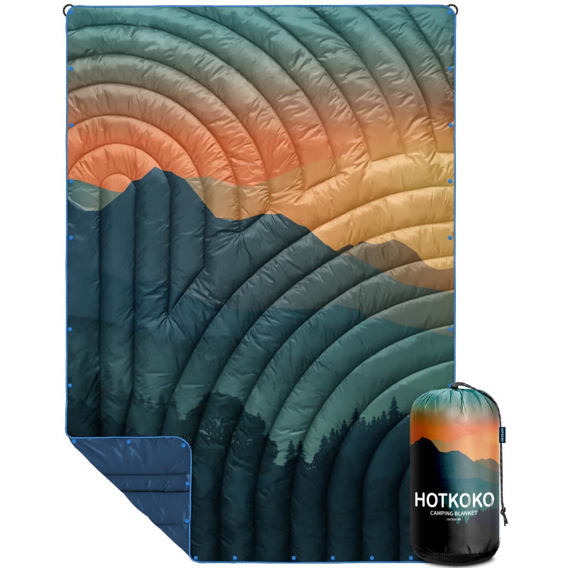 hotkoko Camping Blanket,Lightweight Puffy Printed Camping Blanket Packable Outdoor Blanket for Camping,Traveling, Stadium, Hiking, Picnics - Image 1
