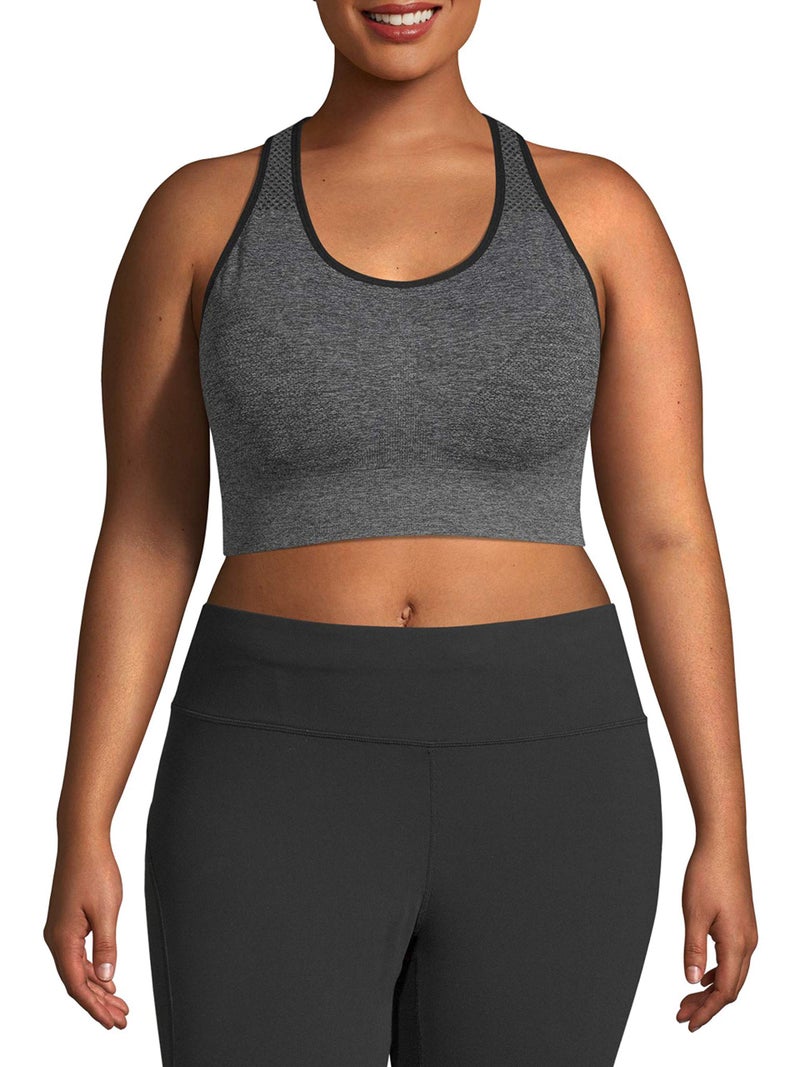 Under Control Plus Size Sports Bras for Women High Support Seamless Racerback Padded White/Black Sports Bra Yoga Workout Bras (as1, Cup_Band, 1x, 42, Marl Grey) - Image 1