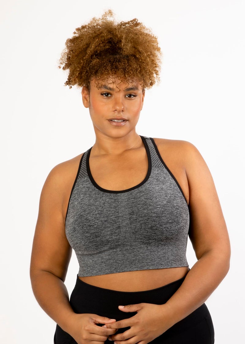 Under Control Plus Size Sports Bras for Women High Support Seamless Racerback Padded White/Black Sports Bra Yoga Workout Bras (as1, Cup_Band, 1x, 42, Marl Grey) - Image 2