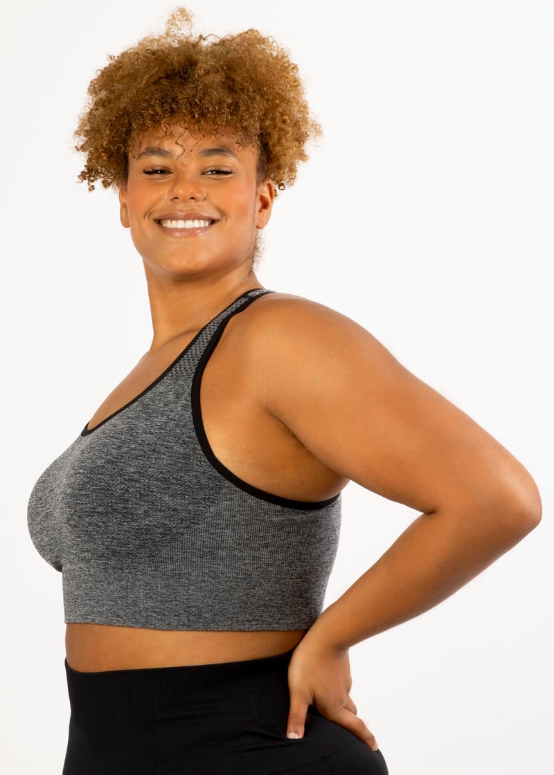 Under Control Plus Size Sports Bras for Women High Support Seamless Racerback Padded White/Black Sports Bra Yoga Workout Bras (as1, Cup_Band, 1x, 42, Marl Grey) - Image 4