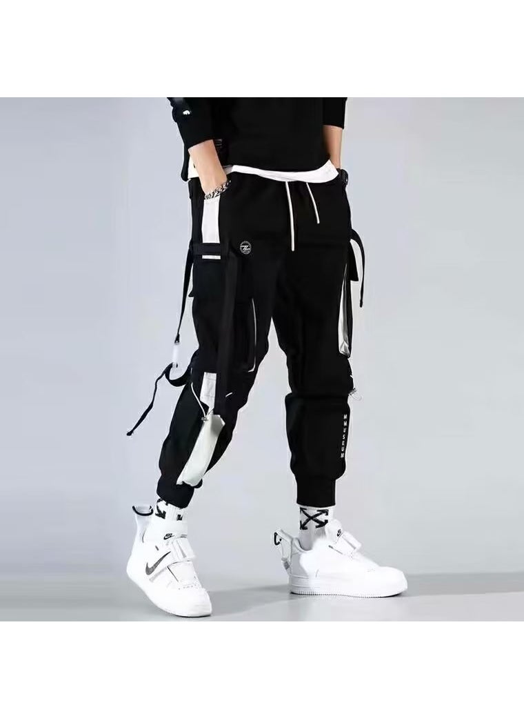 Generic - 2024 Fashionable New Casual Pants For Men Trendy Brand Sweatpants Simple Versatile Ankle Length Pants For Spring And Autumn Black - Image 1