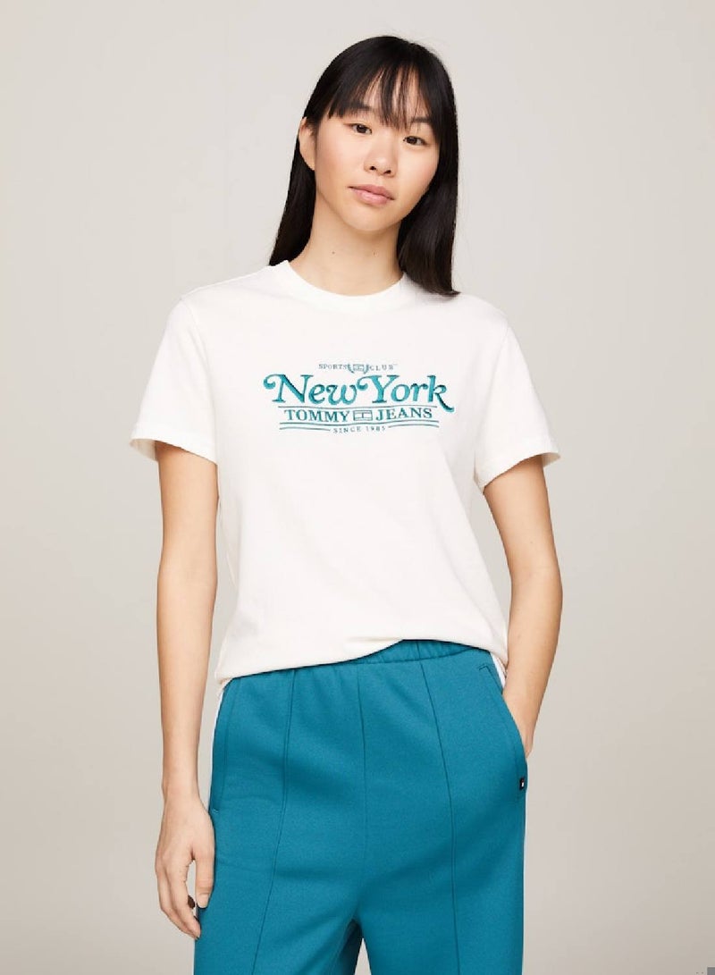 TOMMY JEANS Varsity Logo Embroidery T-Shirt - Image 1