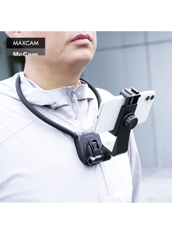 MAXCAM حزام رقبة دوار من ماكسكام/مايسيكام للهواتف الذكية، تركيب على الصدر لتصوير منظور الشخص الأول، مدونة فيديو، صيد في الهواء الطلق، ركوب الدراجات، حزام رقبة لكاميرا رياضية - Image 2