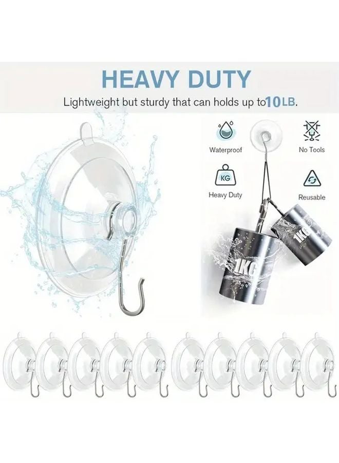 Transparent Suction Cup Hooks 9pcs 10 lbs Capacity Reusable Stainless Steel - Image 2