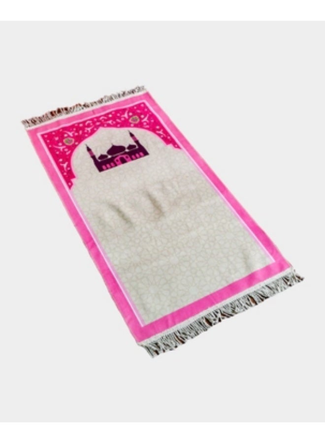 SUNDUS My daughter's prayer mat 90x50 cm with three gifts (toy camera + tasbih counter + rosary) - Image 3