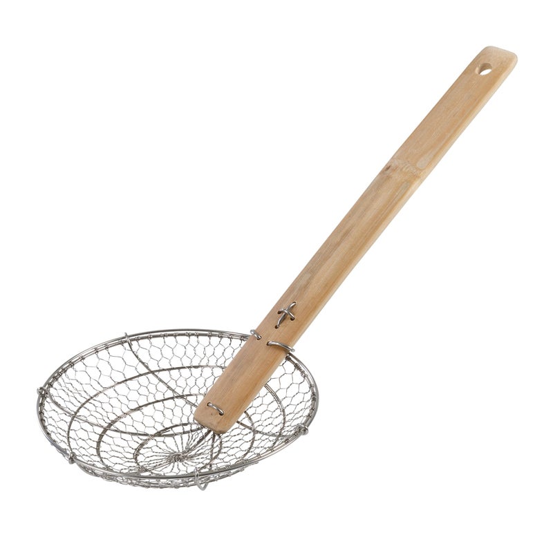 Joyce Chen Kitchen Spider Strainer Stainless Steel 7-Inch Wire Basket with Heat-Resistant Bamboo Handle - Image 4