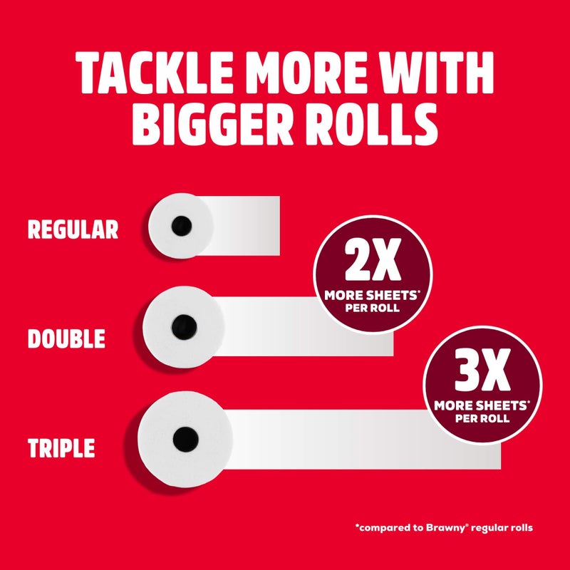 Brawny Tear-A-Square 3-Ply Paper Towels, 12 Double Rolls = 24 Regular Rolls, Strong, Absorbent, and Durable with 3 Sheet Sizes - Image 5