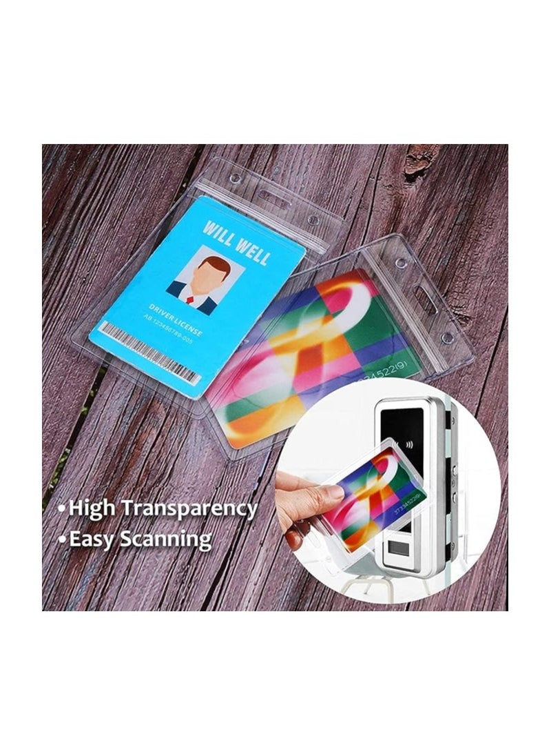 PRINTSHOP4ME - Heavy Duty ID Card Badge Holder with Resealable Zipper, Transparent Waterproof Type PVC ID Card Holder (Vertical 68x115mm,10) - Image 1