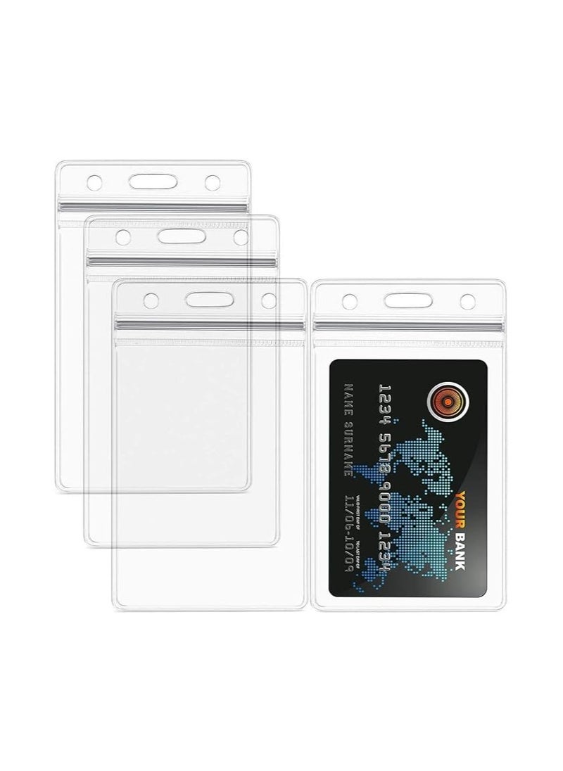 PRINTSHOP4ME - Heavy Duty ID Card Badge Holder with Resealable Zipper, Transparent Waterproof Type PVC ID Card Holder (Vertical 68x115mm,10) - Image 1