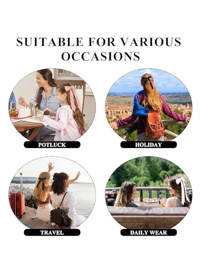 بيوينتي 3pcs الحرير زلة القوس صقيل الشعر كليب ، حزام الشعر ذيل الحصان المثبت والتجهيزات ، مقاطع معدنية ، مزدوجة الشريط زخرفة الشعر ، ومناسبة للنساء والفتيات والأطفال والمراهقين والأطفال ( 3 ألوان ) - Image 3