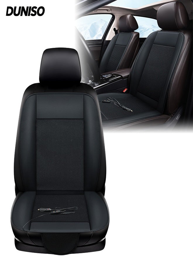 DUNISO Cooling Car Seat Cover，12V Circulation Ventilation Cooling Car Front Seat Cushion，Adjustable Non-slip Breathable Ventilated Seat Cushion with Controller,Suitable For Most Car Seats,Black - Image 1