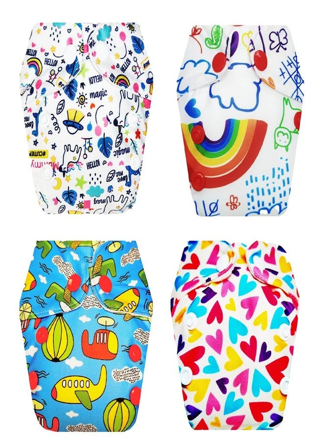 حفاضات قماشية فاخرة من دمبلدو للأطفال حديثي الولادة مع ماصة مدمجة (عبوة من 4 قطع) | ملائمة تمامًا | مانعة للتسرب | مناسبة للسفر | للاستخدام طوال اليوم | من 0 إلى 4 أشهر | للجنسين - Image 1