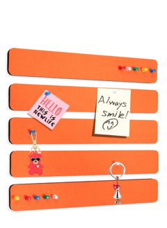 SYOSI Felt Pin Board Bar Strips Bulletin Board for Bedrooms Offices Home Wall Decoration, Notice Board Self Adhesive Cork Board with 50 Push Pins for Paste Notes, Photos, Schedules (Orange)  - Image 1