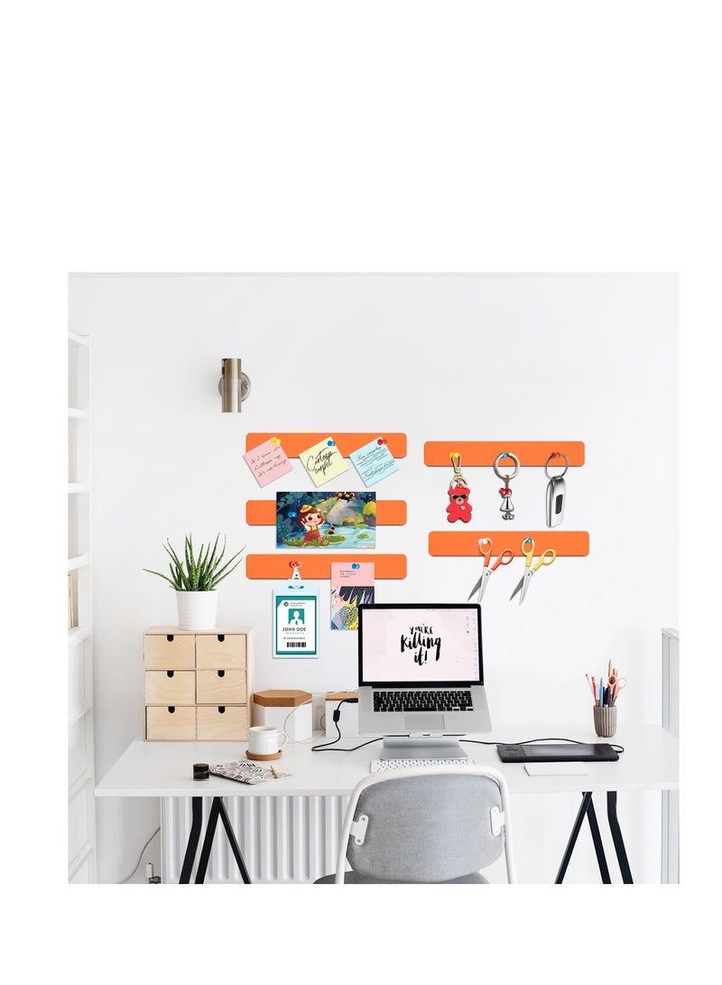 SYOSI Felt Pin Board Bar Strips Bulletin Board for Bedrooms Offices Home Wall Decoration, Notice Board Self Adhesive Cork Board with 50 Push Pins for Paste Notes, Photos, Schedules (Orange) - Image 5