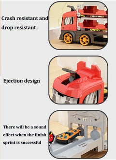 Generic Folding truck children's toy set Truck race track kids toys Folding and transforming toy truck Sliding track car parking lot toys Foldable 3-layer rail truck Storage racing toy set With 8 race cars  - Image 3