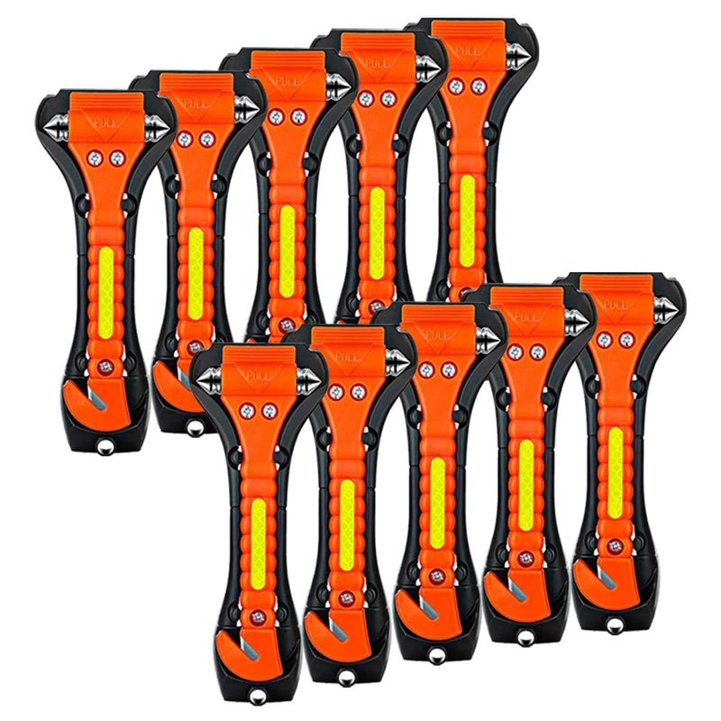 ZHSX Safety Hammer, 10 Pack Car Emergency Escape Tool Car Window Breaker and Seat Belt Cutter with Light Reflective Tape for Family Car Life Saving Survival Kit - Image 1