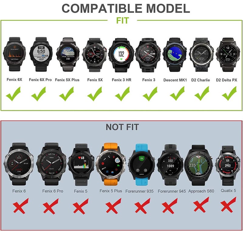 OVERSTEP Compatible with Garmin Fenix 5X Band 26mm Width Soft Silicone Watch Strap for Fenix 6X/Fenix 7X/Fenix 5X Plus/Fenix 6X Pro/Fenix 3/Fenix 3 HR/Tactix/Descent MK1, Rock Cyan - Image 3