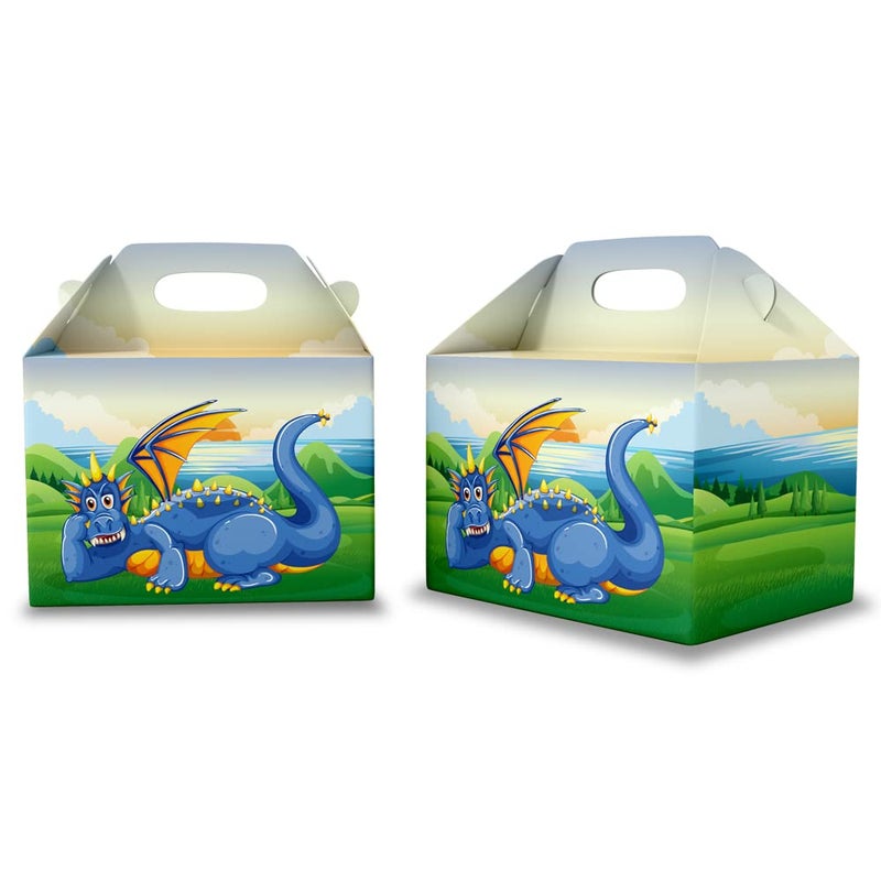 Festiko 6 Pcs Party Dinosaur Treat Boxes Party Favor Boxes Goodie Boxes Cookies Boxes Party Favor Candy Boxes Gable Paper Gift Boxes with Handles Party Supplies Decoration Design 6 - Image 1