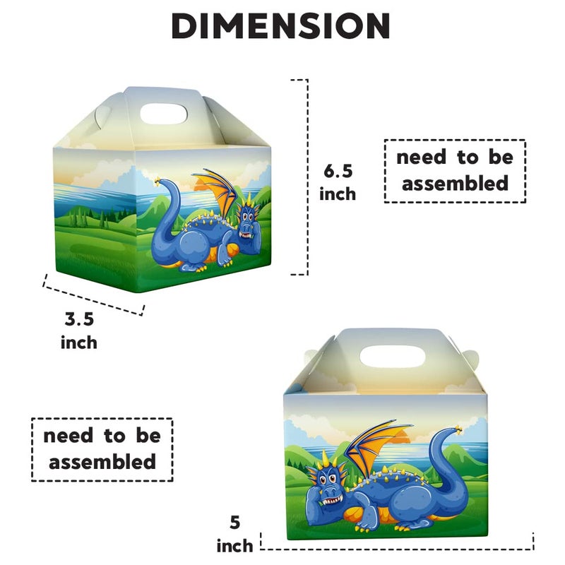 Festiko 6 Pcs Party Dinosaur Treat Boxes Party Favor Boxes Goodie Boxes Cookies Boxes Party Favor Candy Boxes Gable Paper Gift Boxes with Handles Party Supplies Decoration Design 6 - Image 2