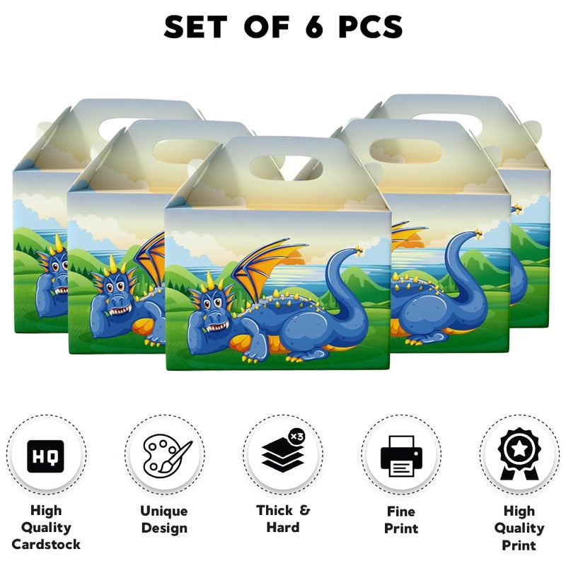 Festiko 6 Pcs Party Dinosaur Treat Boxes Party Favor Boxes Goodie Boxes Cookies Boxes Party Favor Candy Boxes Gable Paper Gift Boxes with Handles Party Supplies Decoration Design 6 - Image 3