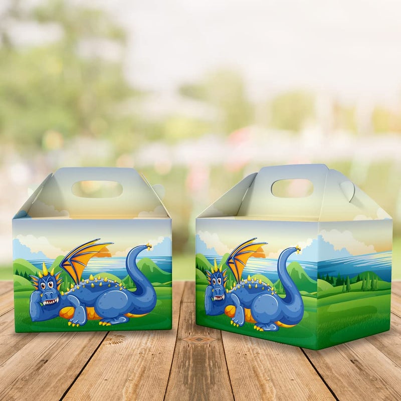 Festiko 6 Pcs Party Dinosaur Treat Boxes Party Favor Boxes Goodie Boxes Cookies Boxes Party Favor Candy Boxes Gable Paper Gift Boxes with Handles Party Supplies Decoration Design 6 - Image 4